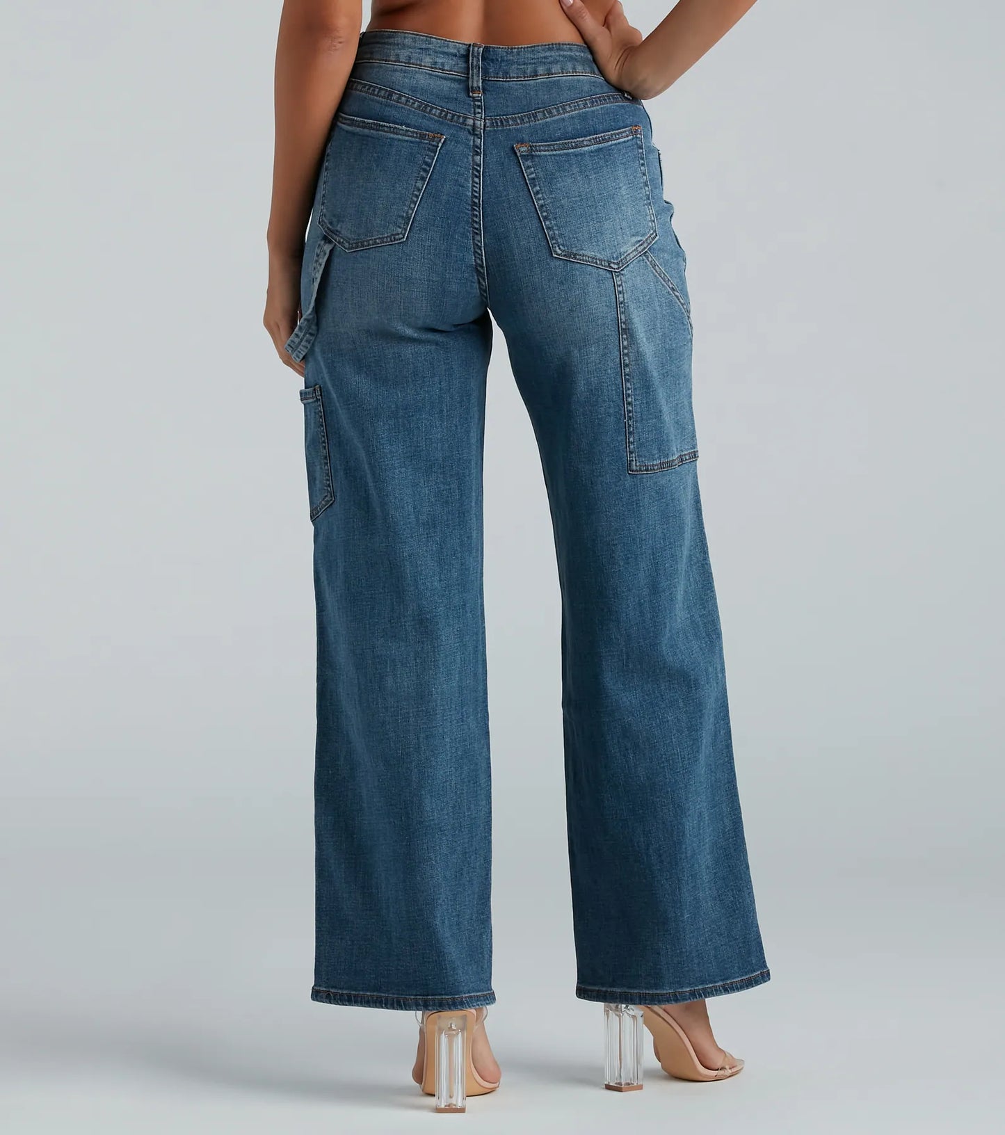 Dames Jeans met Wijde Pijpen, Cargozakken en Middelhoge Taille
