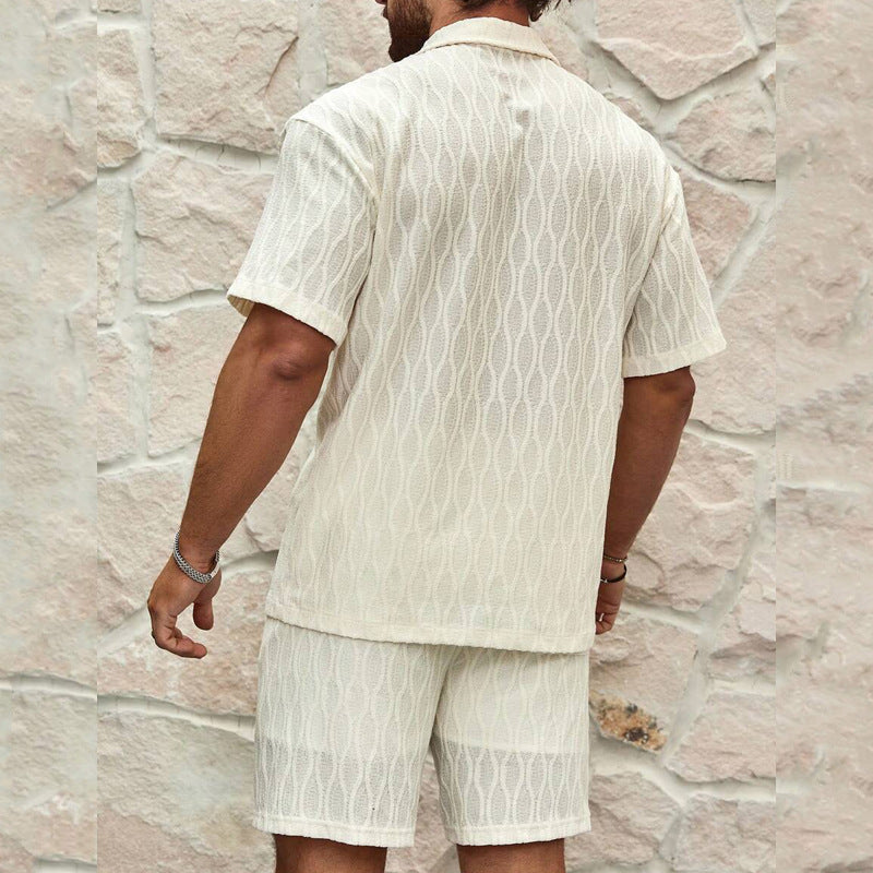 Heren Zomerset Tweedelige Set Korte Mouwen Overhemd Met Reverskraag En Bijpassende Shorts