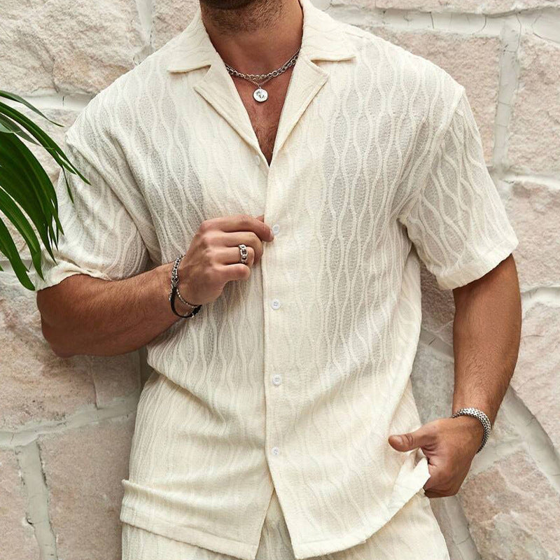 Heren Zomerset Tweedelige Set Korte Mouwen Overhemd Met Reverskraag En Bijpassende Shorts