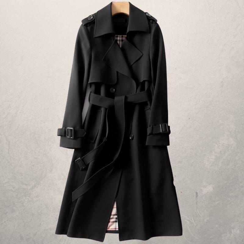 Vrouwen Lange Trenchcoat Voor De Herfst Met Ceintuur En Fleece Voering