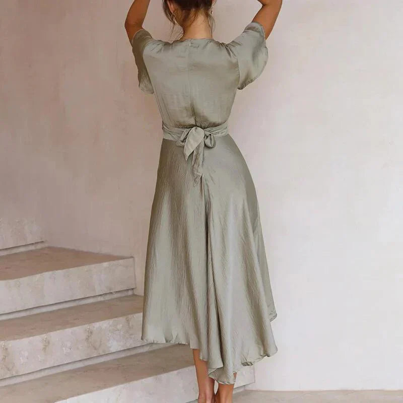 Dames Zomerse Vloeiende Vintage Jurk Met Elegante Snit En Lichtgewicht Stof