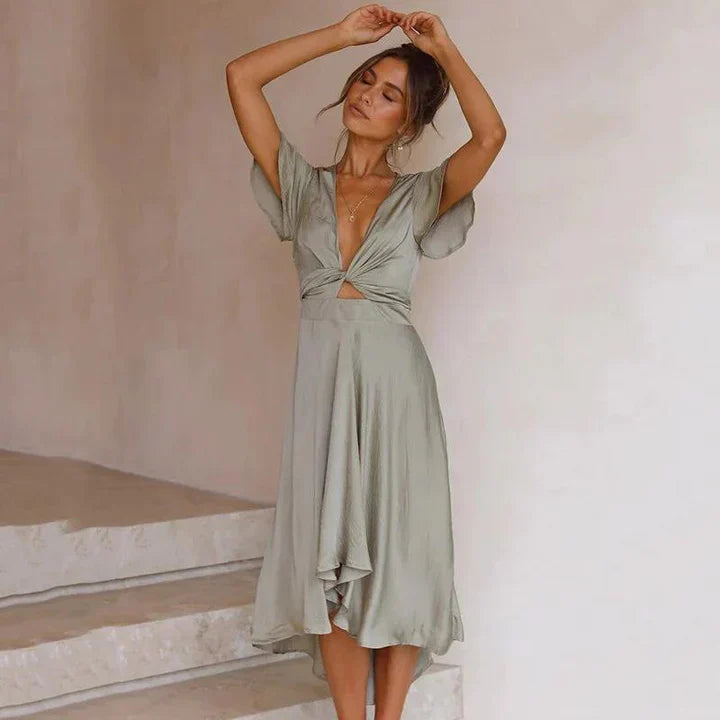 Dames Zomerse Vloeiende Vintage Jurk Met Elegante Snit En Lichtgewicht Stof