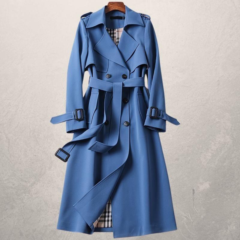 Vrouwen Lange Trenchcoat Voor De Herfst Met Ceintuur En Fleece Voering