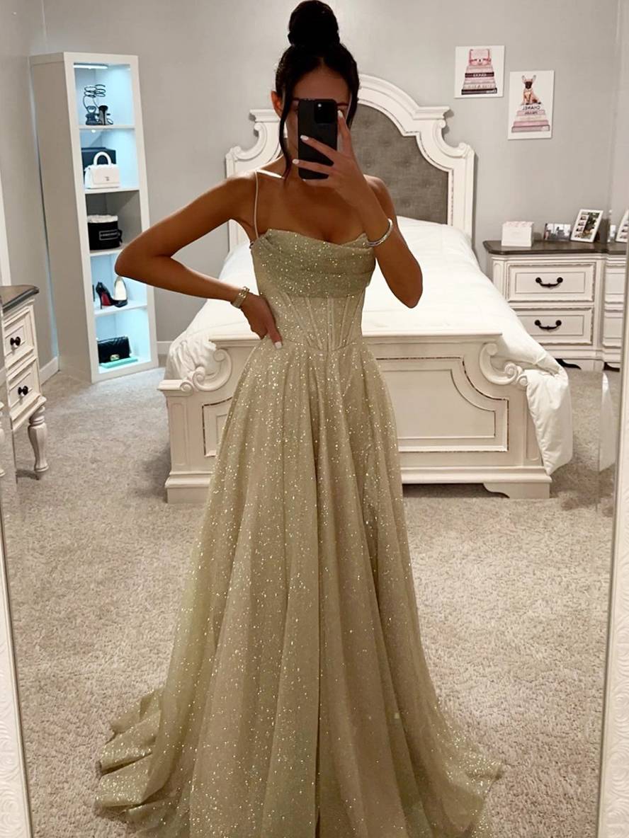 Dames Lente Maxi-jurk met Spaghettibandjes en Zijrits