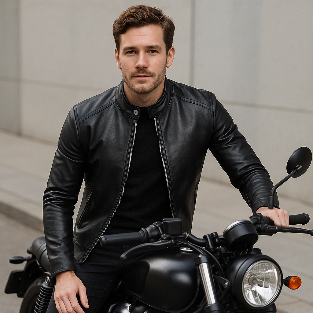 Heren Bikerjack Met Klassieke Slim Fit