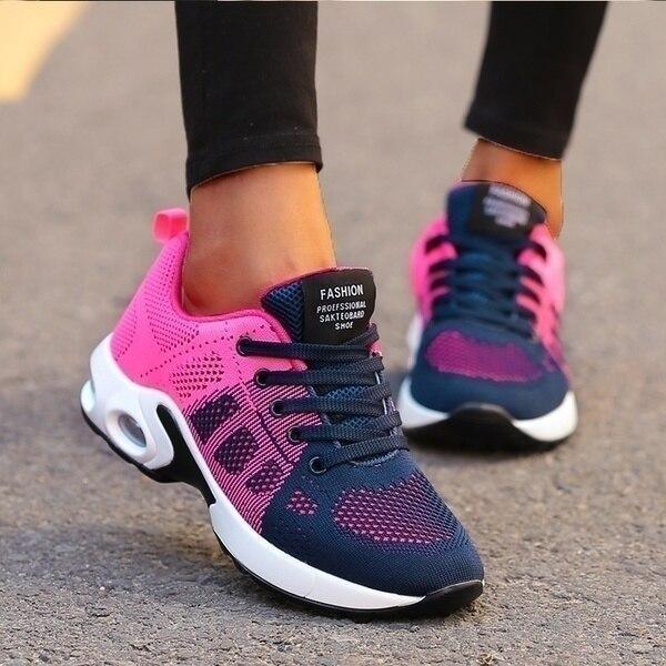 Wandelsneakers voor Dames met Instapontwerp Gewatteerde Zool en Ademend Mesh