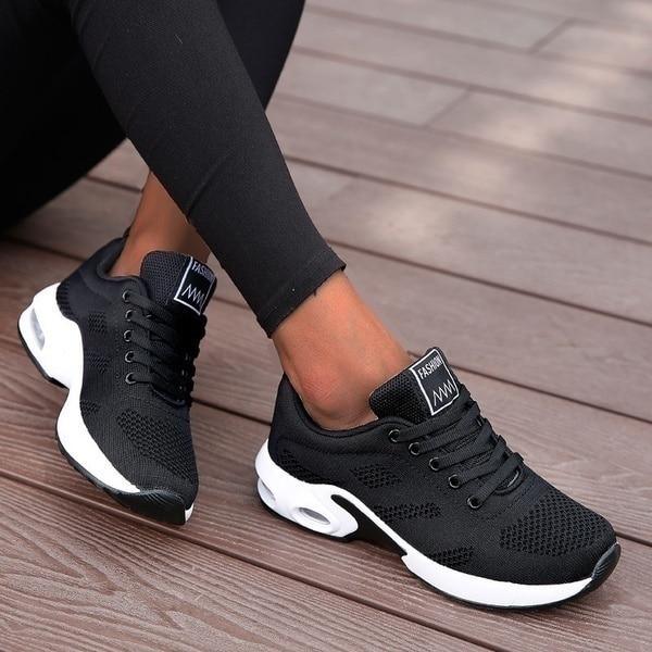 Wandelsneakers voor Dames met Instapontwerp Gewatteerde Zool en Ademend Mesh