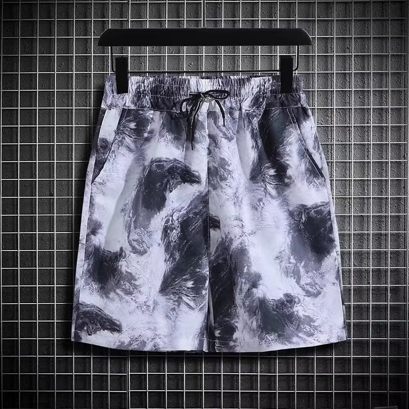 Heren Zomerset Tweedelig Strandoutfit Sneldrogend Bloemenprint Korte Mouwen Top en Shorts