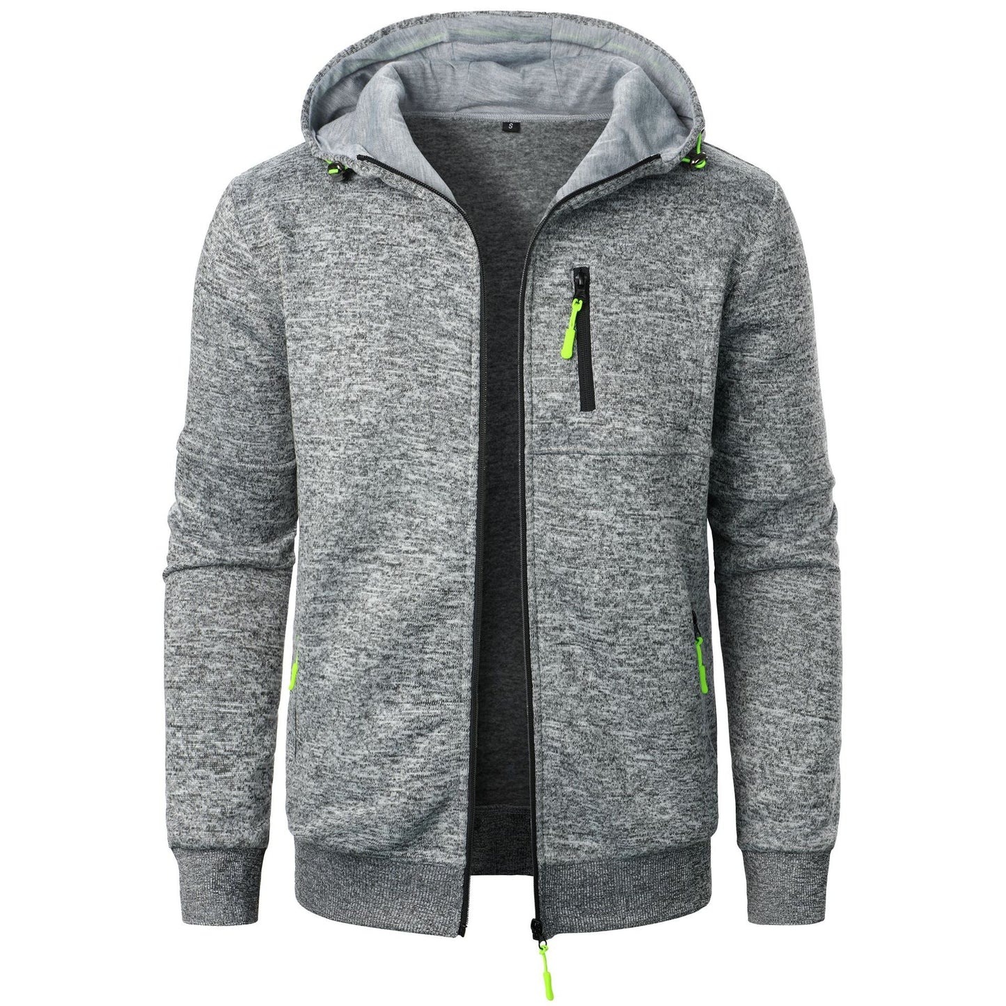 Heren Herfst Gebreid Vest met Capuchon Jacquard Structuur Volledige Rits