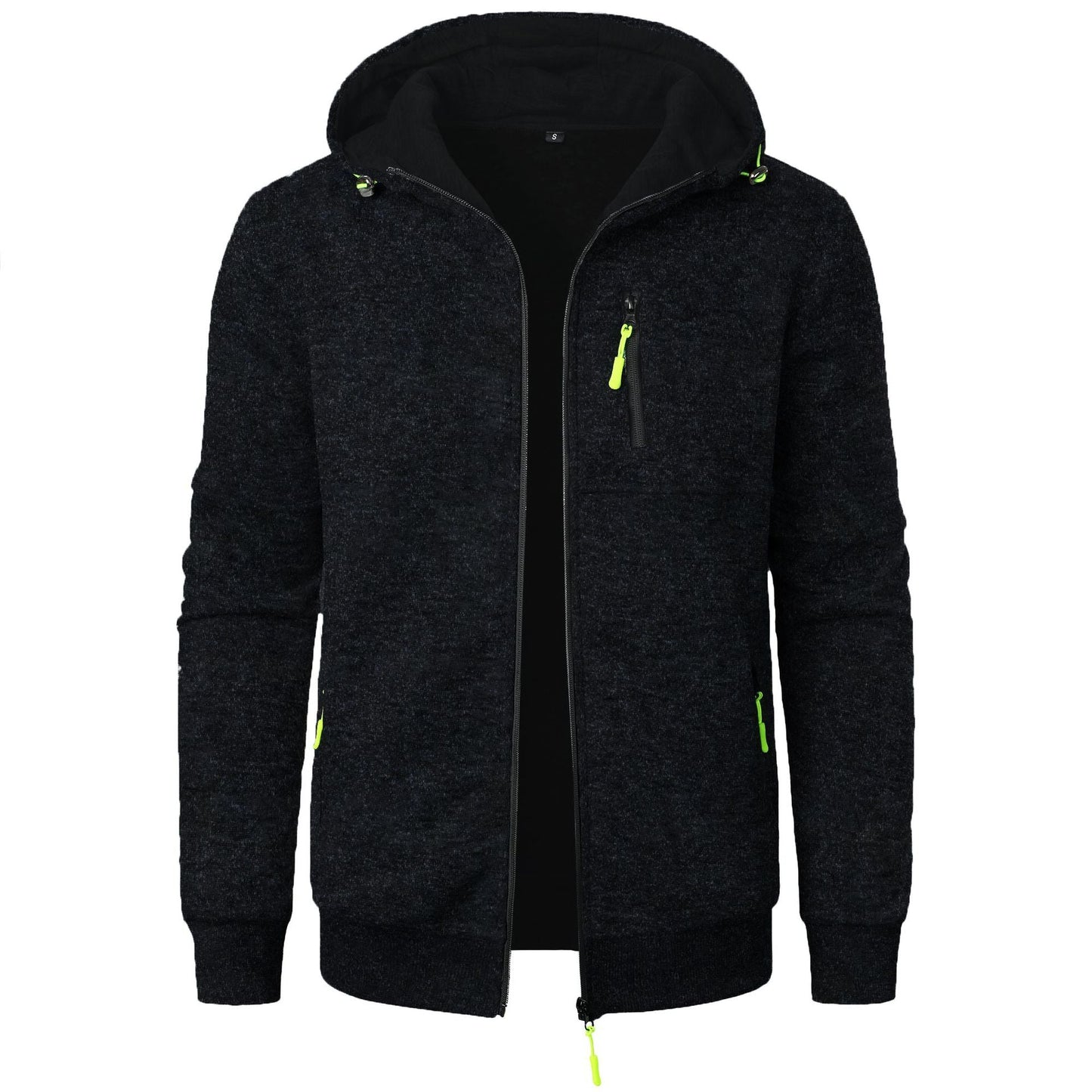 Heren Herfst Gebreid Vest met Capuchon Jacquard Structuur Volledige Rits
