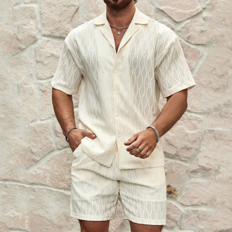Heren Zomerset Tweedelige Set Korte Mouwen Overhemd Met Reverskraag En Bijpassende Shorts