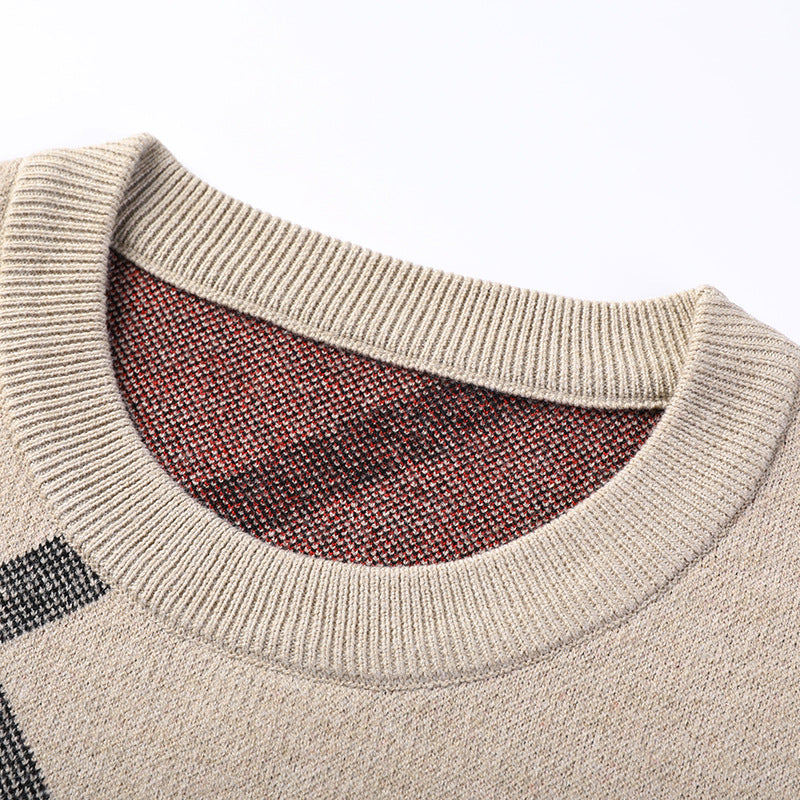 Heren Gebreide Pullover Trui Losse Pasvorm Bedrukt Ontwerp