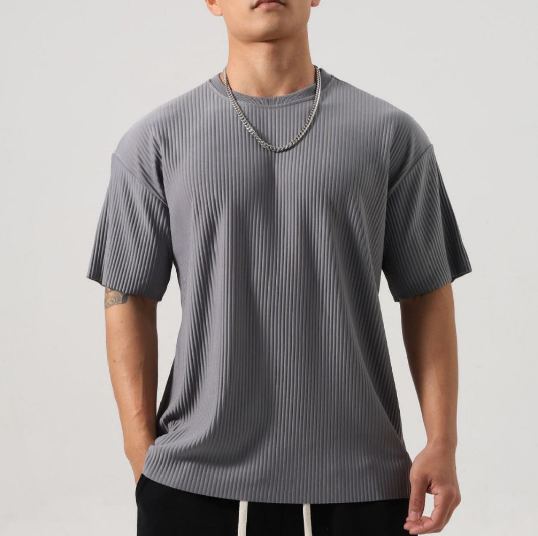 Heren Sporttop met Lange Mouwen Losse Pasvorm Gestreept Patroon Ronde Hals