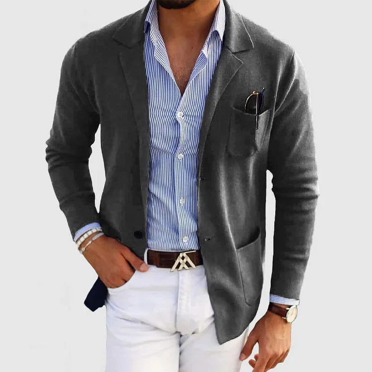 Heren Enkelrij Blazer Voor De Herfst Met Reverskraag En Voorzakken