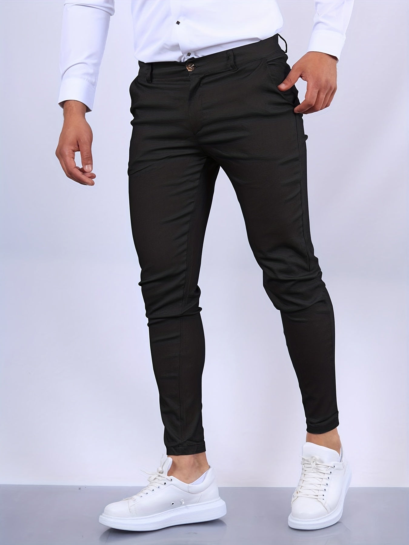 Heren Chino Broek met Skinny Fit, Toelopende Pijpen en Ritssluiting