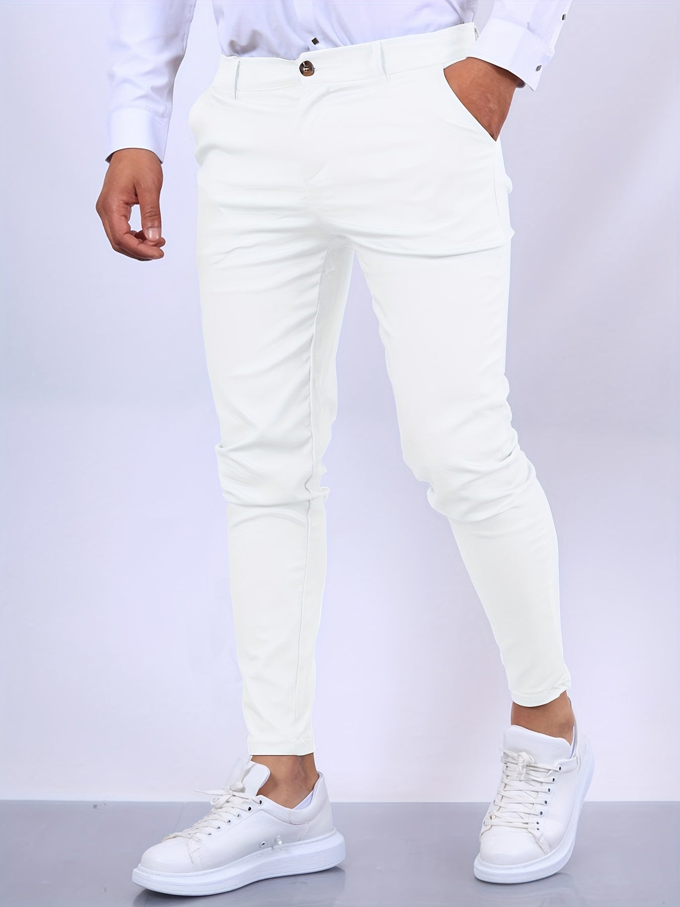Heren Chino Broek met Skinny Fit, Toelopende Pijpen en Ritssluiting