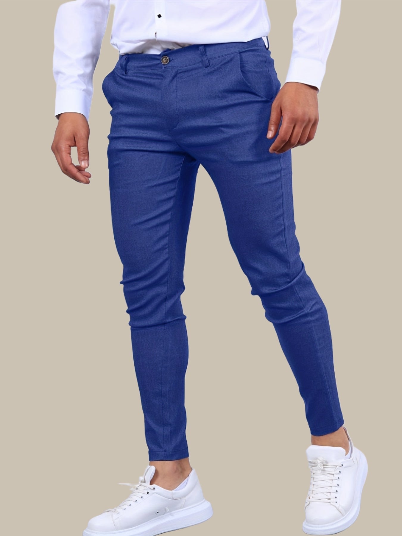 Heren Chino Broek met Skinny Fit, Toelopende Pijpen en Ritssluiting