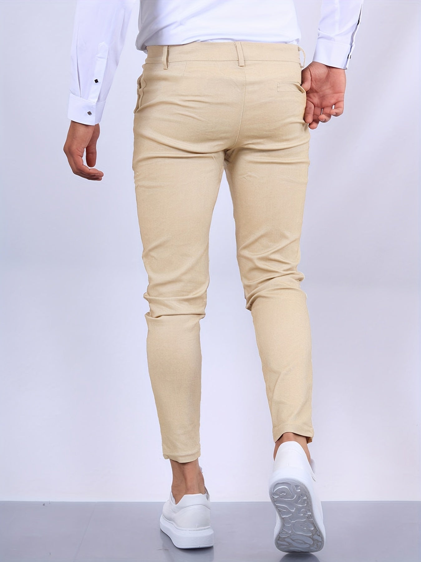 Heren Chino Broek met Skinny Fit, Toelopende Pijpen en Ritssluiting