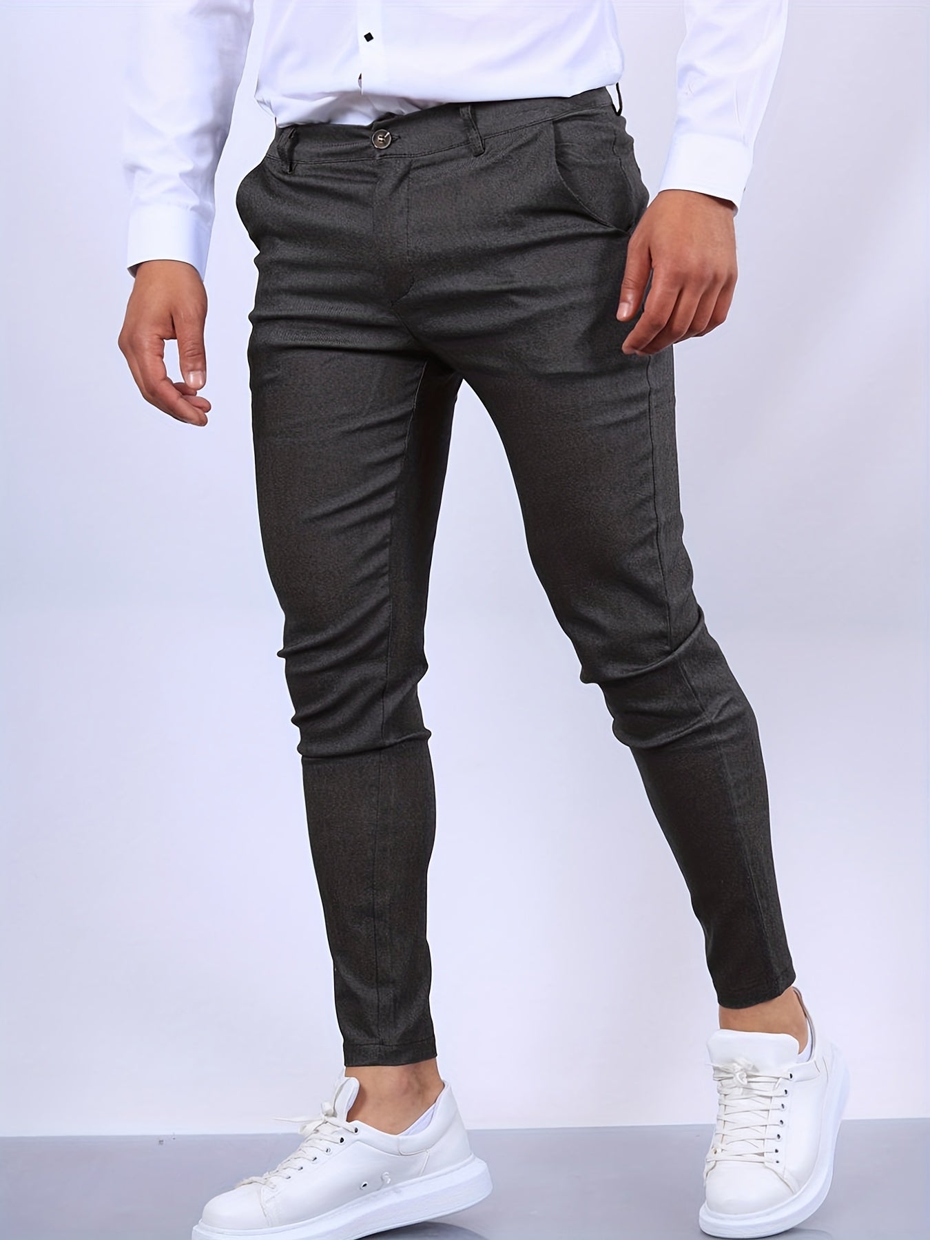 Heren Chino Broek met Skinny Fit, Toelopende Pijpen en Ritssluiting