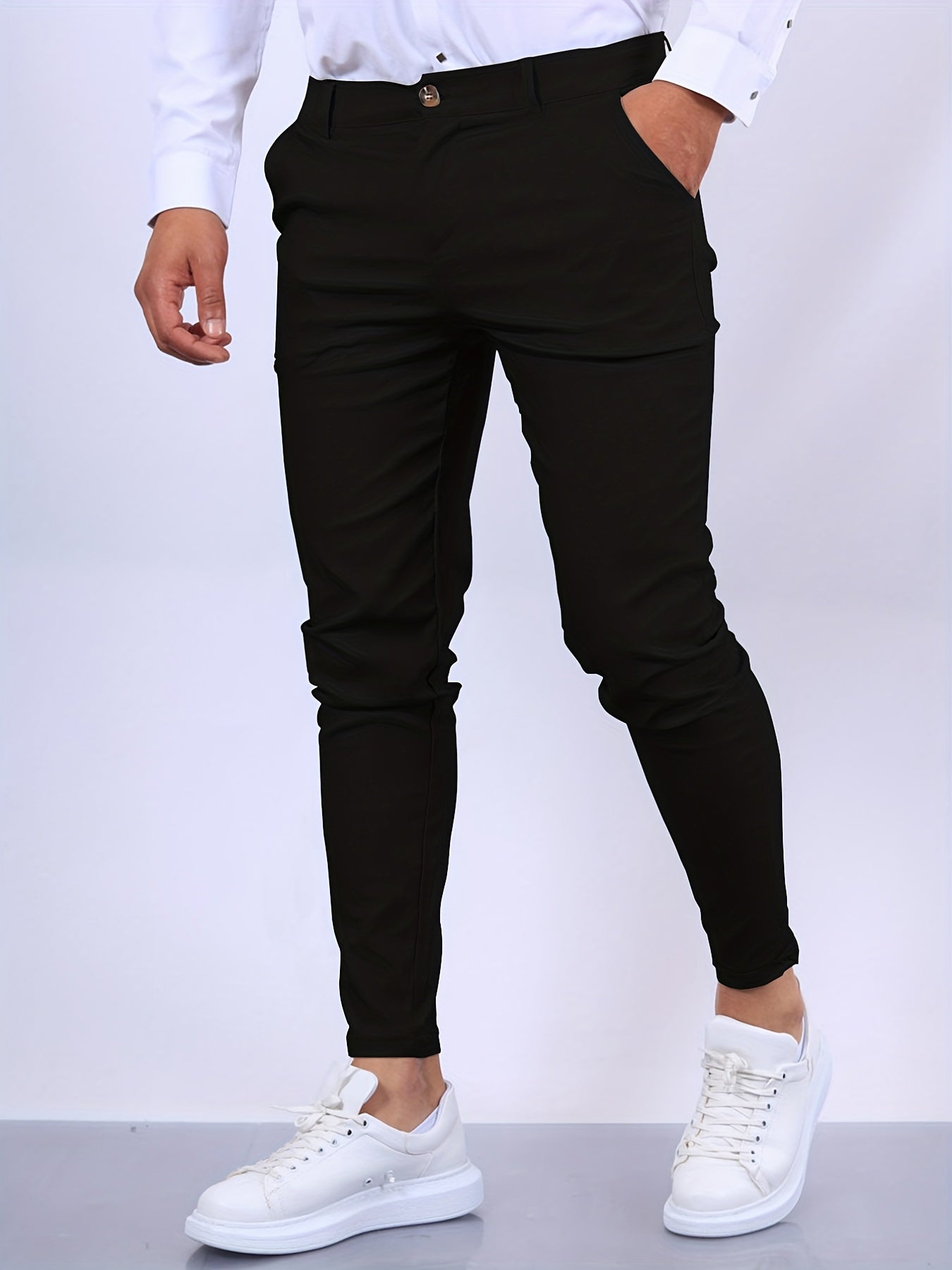 Heren Chino Broek met Skinny Fit, Toelopende Pijpen en Ritssluiting