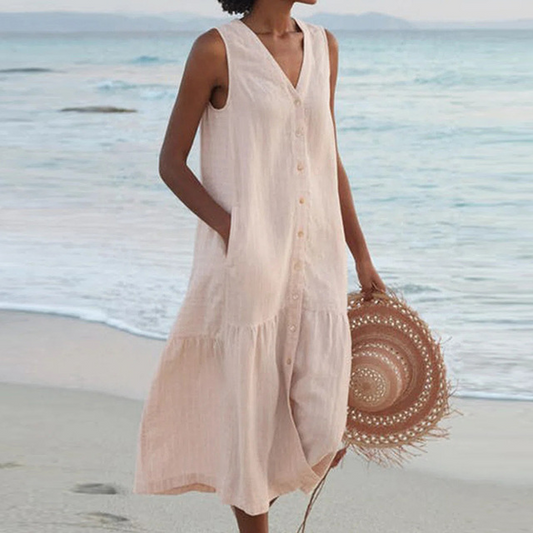 Dames Zomerjurk met Getailleerde Taille en Printdesign