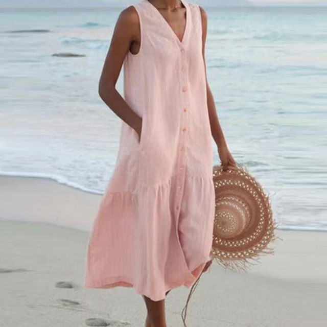 Dames Zomerjurk met Getailleerde Taille en Printdesign