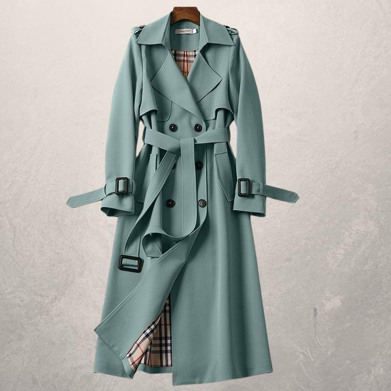 Vrouwen Lange Trenchcoat Voor De Herfst Met Ceintuur En Fleece Voering