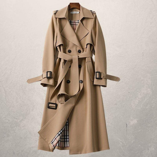 Vrouwen Lange Trenchcoat Voor De Herfst Met Ceintuur En Fleece Voering