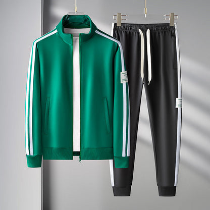 Heren Sportkledingset Tweedelige Set Met Ritsvest Lange Mouwen En Lange Broek