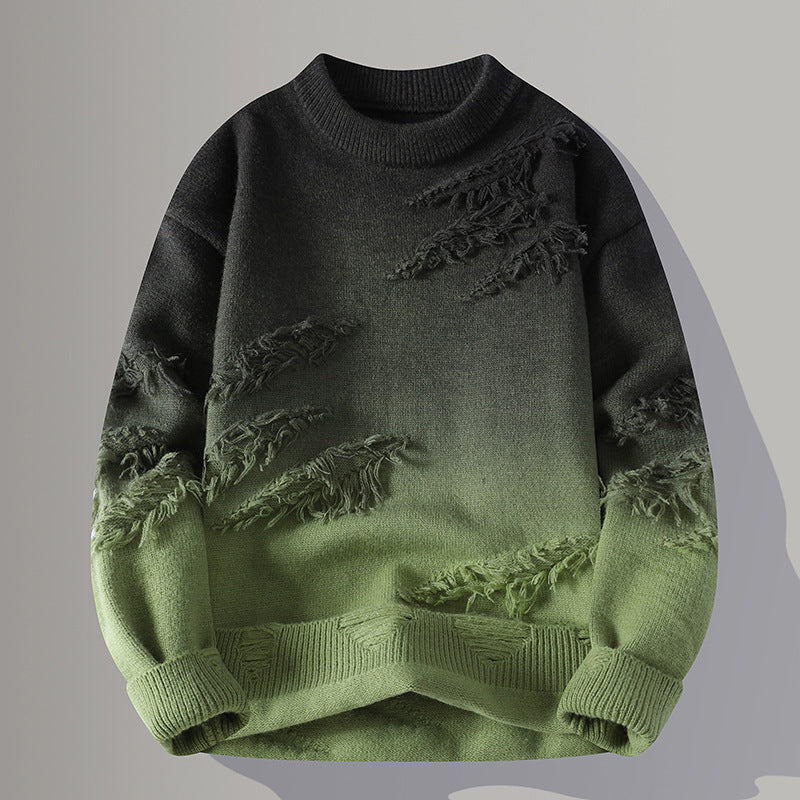 Heren Herfst Pullover met Kleuroverloop Slim Fit Ronde Hals