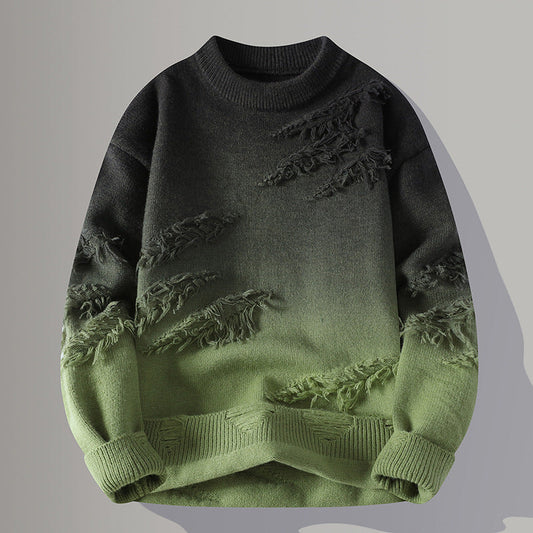 Heren Herfst Pullover met Kleuroverloop Slim Fit Ronde Hals