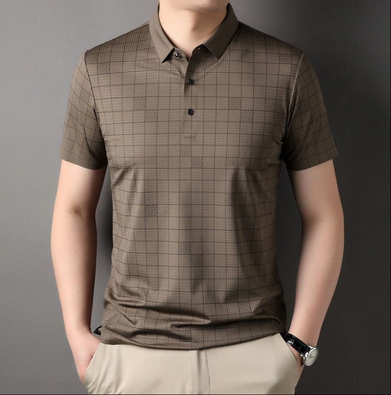 Heren Zomerse T-shirt met Korte Mouwen Dunne Pullover Effen Kleur Losse Pasvorm