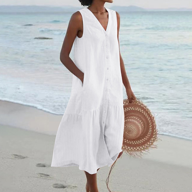 Dames Zomerjurk met Getailleerde Taille en Printdesign