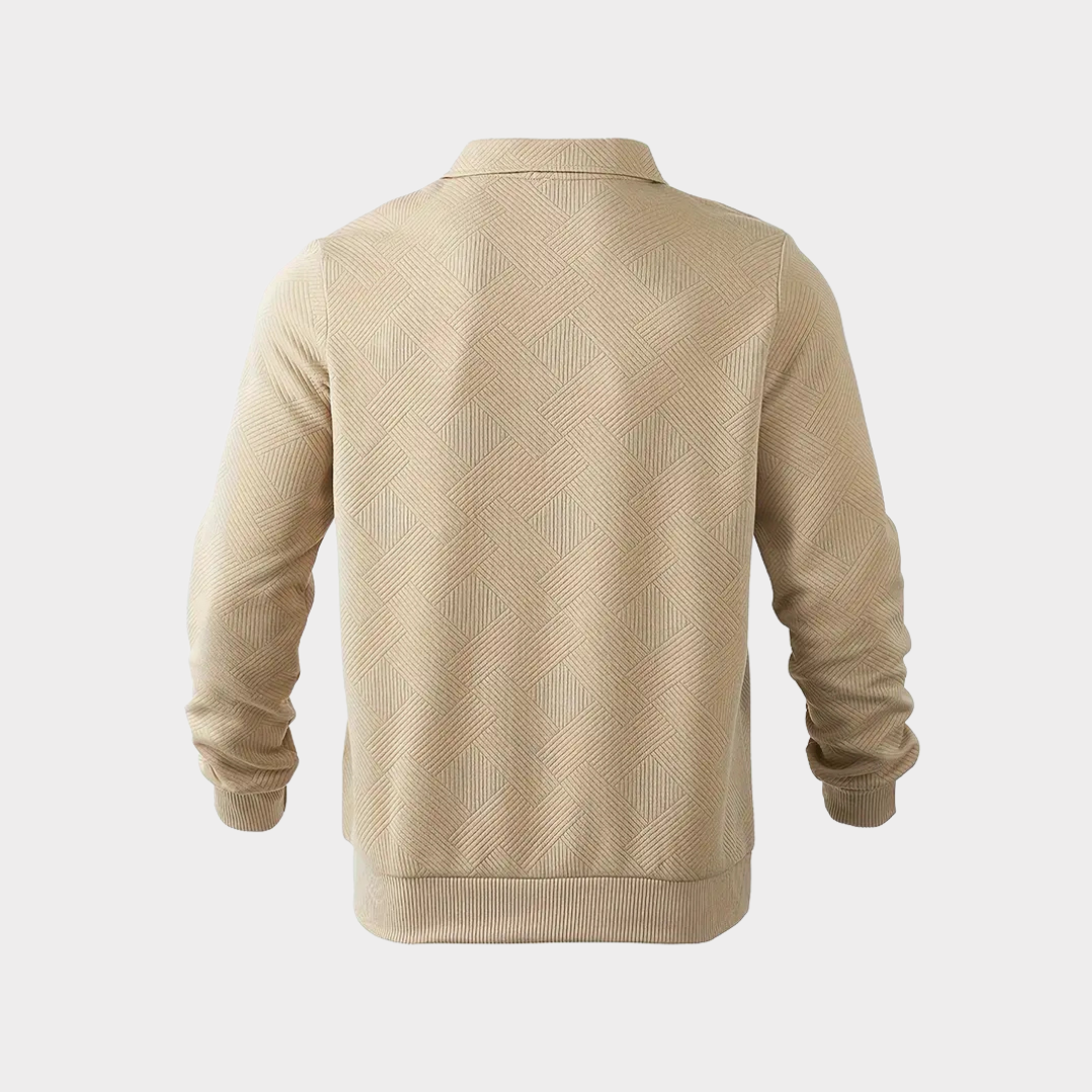 Heren Herfsttrui met Kwartrits Geometrische Print en Reverskraag