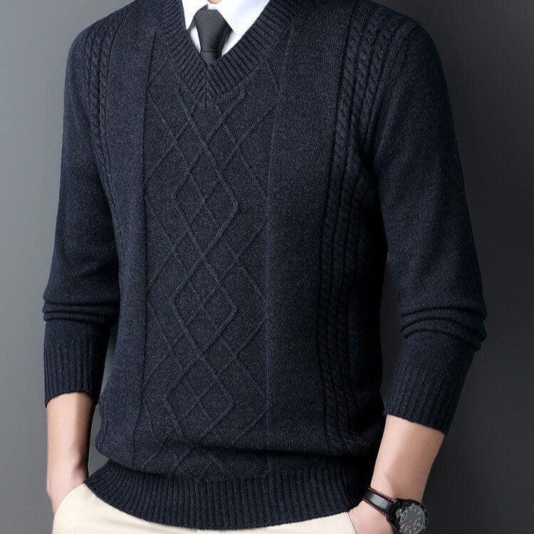 Heren Winter Pullover Trui Met Geribbelde Kraag Lange Mouwen Gebreid