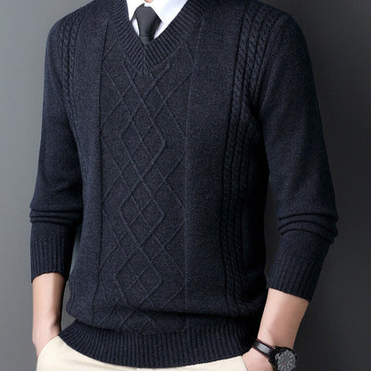 Heren Winter Pullover Trui Met Geribbelde Kraag Lange Mouwen Gebreid