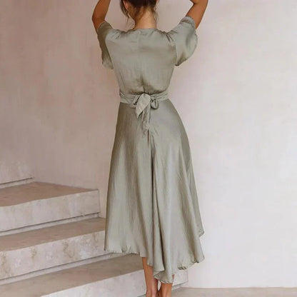 Dames Zomerse Vloeiende Vintage Jurk Met Elegante Snit En Lichtgewicht Stof