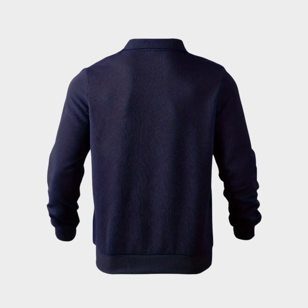 Heren Herfsttrui met Kwartrits Geometrische Print en Reverskraag