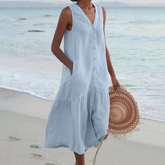 Dames Zomerjurk met Getailleerde Taille en Printdesign