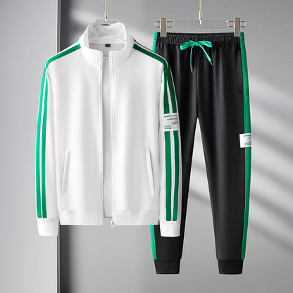 Heren Sportkledingset Tweedelige Set Met Ritsvest Lange Mouwen En Lange Broek