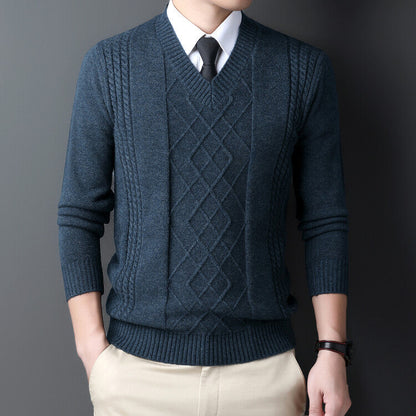 Heren Winter Pullover Trui Met Geribbelde Kraag Lange Mouwen Gebreid