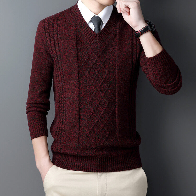 Heren Winter Pullover Trui Met Geribbelde Kraag Lange Mouwen Gebreid