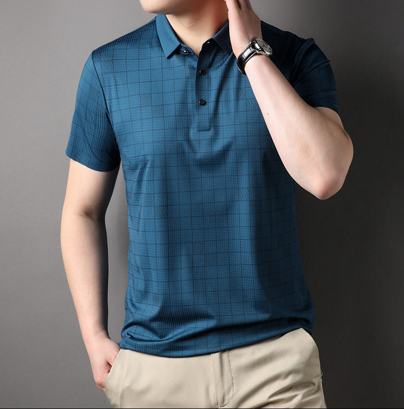 Heren Zomerse T-shirt met Korte Mouwen Dunne Pullover Effen Kleur Losse Pasvorm