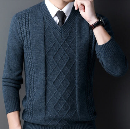 Heren Winter Pullover Trui Met Geribbelde Kraag Lange Mouwen Gebreid