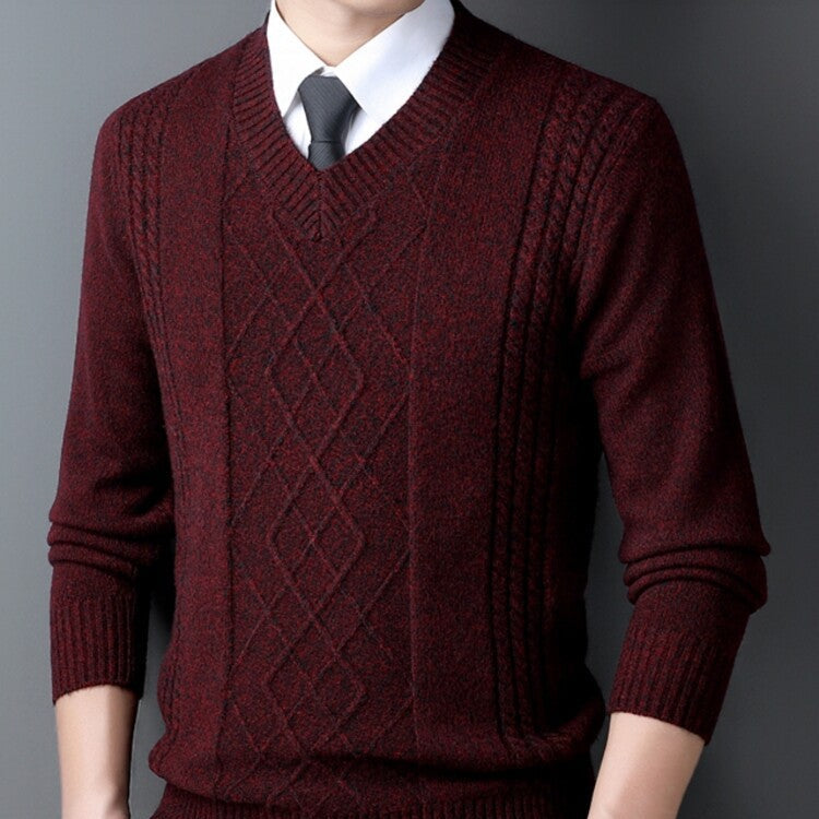 Heren Winter Pullover Trui Met Geribbelde Kraag Lange Mouwen Gebreid