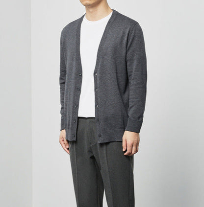 Heren Cardigan V-Hals Effen Kleur Lange Mouwen