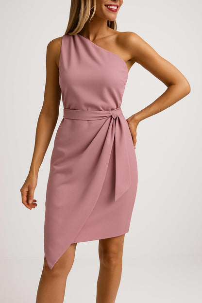 Dames One-Shoulder Zomerjurk met Tailleband