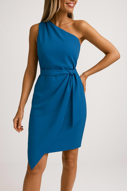 Dames One-Shoulder Zomerjurk met Tailleband