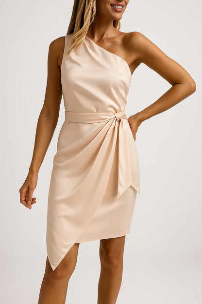 Dames One-Shoulder Zomerjurk met Tailleband