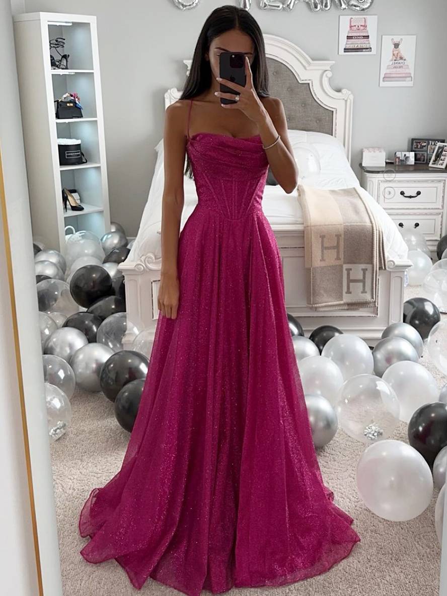 Dames Lente Maxi-jurk met Spaghettibandjes en Zijrits